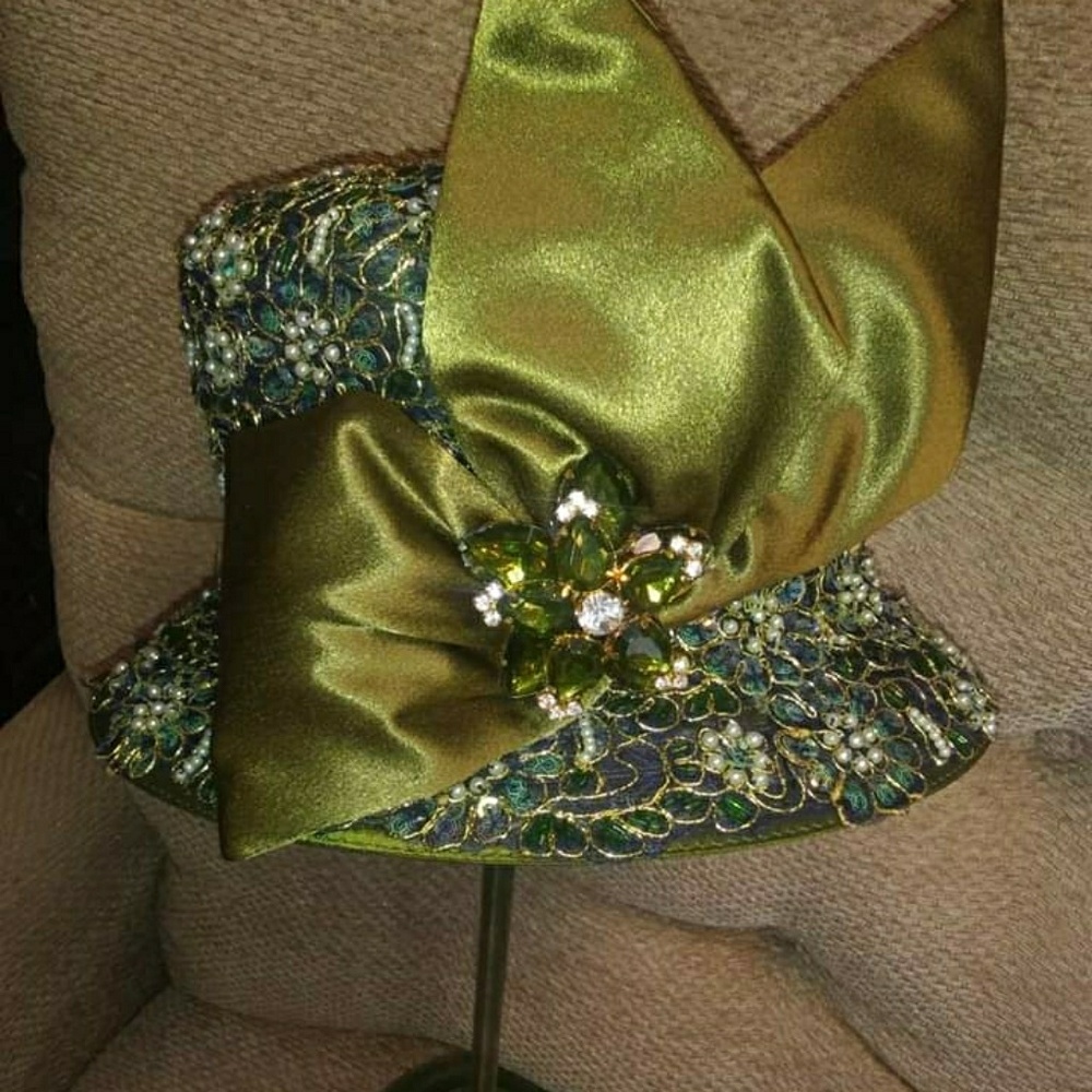 Whittall & Shon Green Blue Sequin & Rhinestone